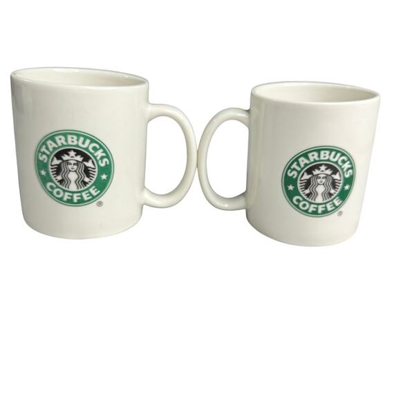 Set of 2 Starbucks Coffee Mugs 2004 Vintage 2 Sided Green Siren Logo - Picture 2 of 6